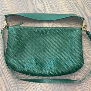 Green Woven Leather Shoulder Bag